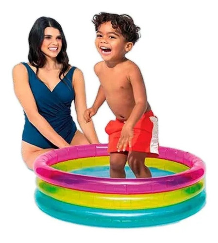 Piscina Inflable Para Niño Bebe, 3 Aros Piso Inflable