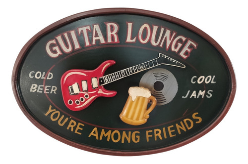 Cuadro Decorativo Colgador Guitar Lounge Sin Vidrio.