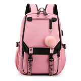 Mochila Kawaii Estilo Coreano De Juvenil Moda Con Puerto Usb