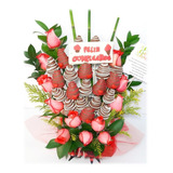 Arreglos Florales  Rosas Cumpl Fresas Chocolate Domic Gratis