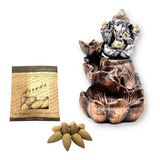 Kit Incensário Cascata Ganesha Incenso Cone Arruda Natural