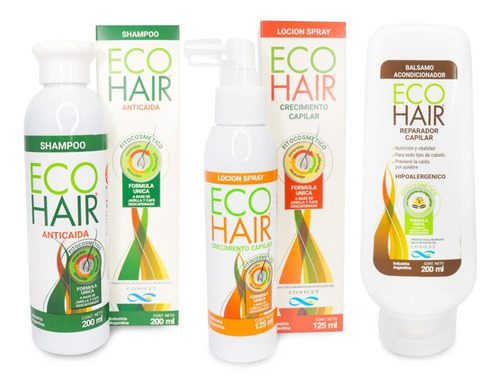 Kit Set Anticaída Eco Hair Shampoo + Bálsamo + Loción Spray