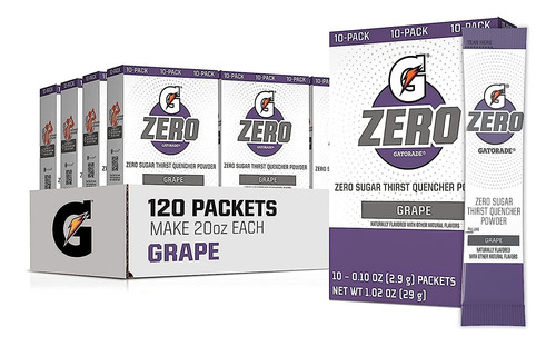 Bebida Gatorade Zero En Polvo 120ct. Uva