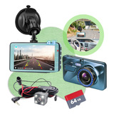  Tela 4'' Dual Lens Câmera 1080p Carro Dvr Video Grava Cam