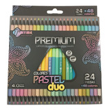 24 Lápices De Colores Tryme Pastel Duo Doble Punta Premium 
