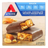 Atkins Caramel Chocolate Peanut Nougat Bar,1.6oz, 5-pack 