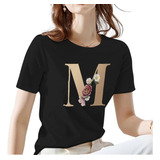 Camiseta Para Dama Con Letra M Estampado Buena Calidad