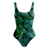 Body Maiô Moda Praia Natação Estampa Floresta Tropical Verão