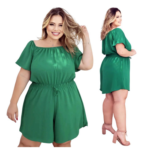 Macaquinho Plus Size Vestido Feminino Duna Soltinho Forrado