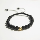 Pulsera De Crecimiento Personal - Obsidiana Macramé Oro 18k