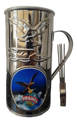 Pack X5 Vasos Guira Guiro Metal Con Raspador Fernet Branca