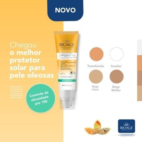 Protetor Solar Toque Pele Oleosa Toque Seco Fps30 - Bioage