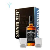 Kit Whisky Jack Daniels N°7 + 2 Copos Estojo Em Metal 