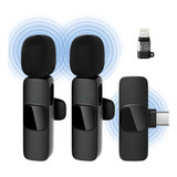 2 Unids Micrófono Inalámbrico Lavalier Para Type-c Y iPhone 