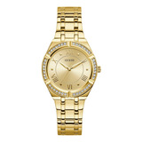 Reloj Guess Black + Cristal Silicona En Tono Dorado Para Muj