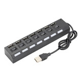 7 Puertos Led Usb 2.0 Hub Con Switch On/off Extensión Usb