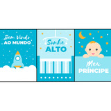 Kit 3 Quadros Placas Decorativas Infantil Quarto Bebê Menino