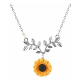 Collar  Dije Girasol Flor Cadena Para Mujer Dorado Plateado 