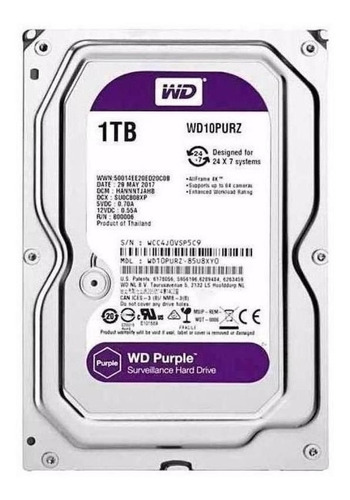 Hd 1tb Sata3 Western Wd Purple Intelbras Cftv Dvr Wd10purz