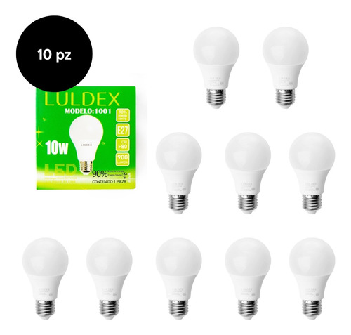 Paquete 10 Focos Led Color Luz Fria 10 W Luz Blanco Frío