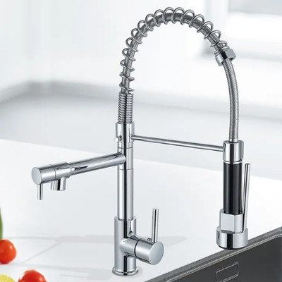 Monomando Fregadero Flexible Acero Inoxidable Maxims Tz9001 Plateado Cromado