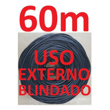 Cabo Rede Cat5e Preto 60m Externo Blindado Net Lan Montado