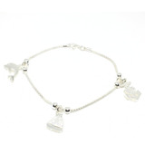 Pulsera Coreana Dijes Viaje Delfin Ancla Barco Plata 925