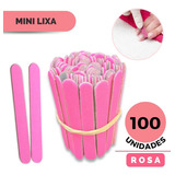 100 Lixas De Unha Mini Descartáveis Manicure Pedicure 8 Cm Cor Rosa