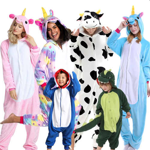 Pijama Kigurumi Unicórnio Plush Adulto Sem Gênero Botões