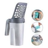 Pala Recogedor Para Arenero Gato 2en1 Dispensador De Bolsas Color Gris