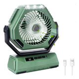 Ventilador Mesa Ventilador Camping Recargable Con Luz Led