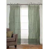 Greenish Sheer Crinkle Curtain Panel Set Of 2  40 X 84 ...
