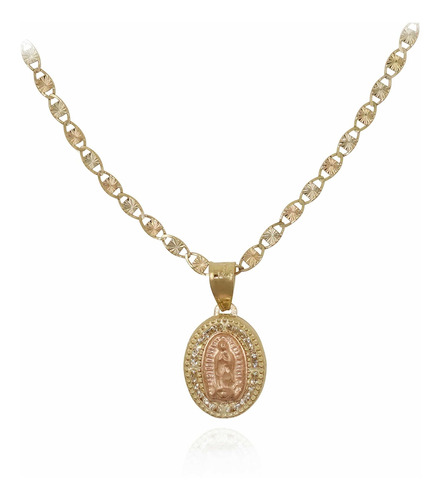 Medalla Para Niña Virgen De Guadalupe Con Cadena Oro 10k