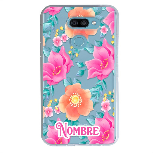 Funda LG  Antigolpes  Flores Rosas Personalizada Con Nombre