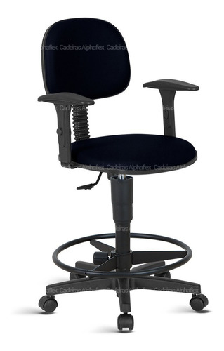 Cadeira Caixa Alta Secretaria Braco Rodízios Rcp Azul Escuro