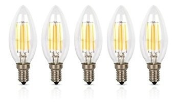 Pack 5 Ampolletas Led Vela Filamento 4w E14 Luz Calida