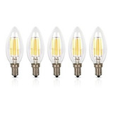 Pack 5 Ampolletas Led Vela Filamento 4w E14 Luz Calida