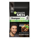 4 Pzs Garnier Men Tinte En Shampoo Hombre 30 Castaño Oscuro