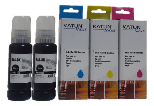 Pack 5 Tinta Compatible Con Epson T544 Negro L3150 L5190