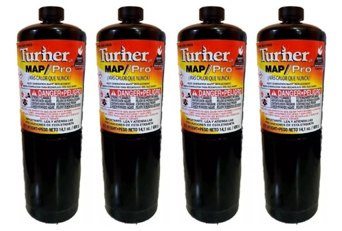Turner Negro Gas Propano Soldar Refrigeración 4 Latas 400 Gr