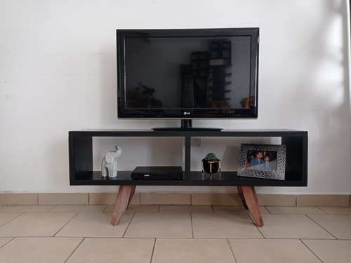 Mueble Mesa Para Tv Estilo Nórdico Negro Melmaina 120 Cm