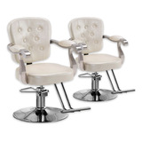 Sillon Barbero Barberia Peluqueria Washington Blanco Pack X2