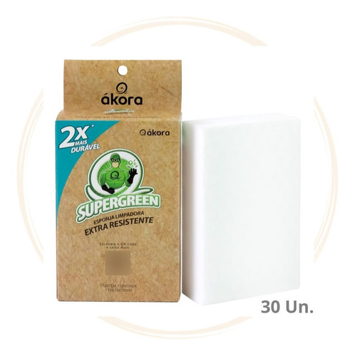 30 Un. Supergreen Esponja Limpadora Extra Resistente Ecomais