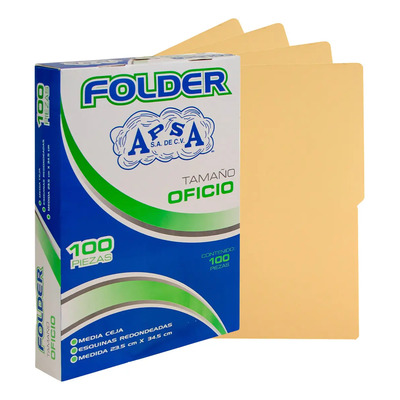APSA | Folder Tamaño Oficio Colores Pastel Biodegradable | Paquete con 100 Piezas | Carpeta Reciclable con Media Ceja | Papel Ecológico Pigmentado | Ideal para Oficina y Papelería | Envío gratis