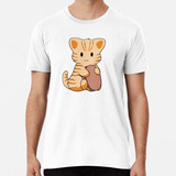 Remera Macaron De Gato Atigrado Naranja Algodon Premium