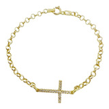 Pulseira Portuguesa Ouro 18k 750 Crucifixo 