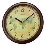 Nuevo Reloj De Pared Con Mapa Del Mundo De Seiko, Color Marr
