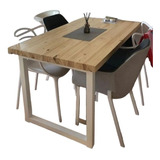 Mesa Comedor De Madera De Pino Y Metal 