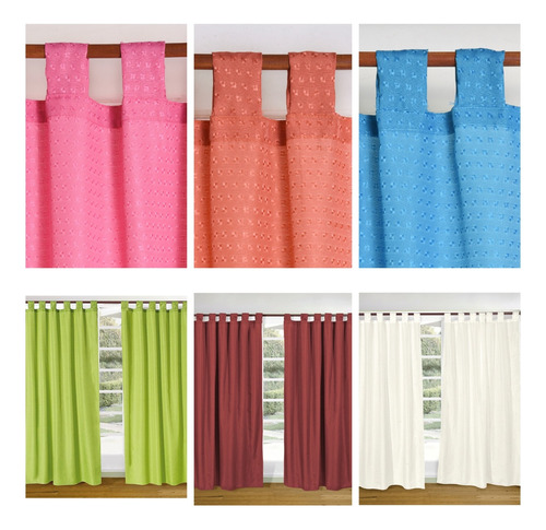 Juego De Cortinas De Ambiente 2 Paños Baston Oferta 