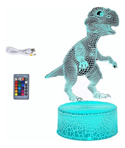 Controle Remoto 3d Dinossauro Rgb Levou Luz Noturna